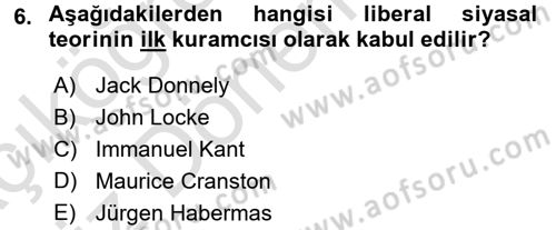 İnsan Hakları ve Demokratikleşme Süreci Dersi 2016 - 2017 Yılı (Vize) Ara Sınav Soruları 6. Soru