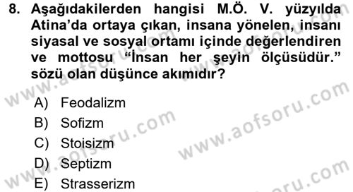 İnsan Hakları ve Demokratikleşme Süreci Dersi 2016 - 2017 Yılı (Vize) Ara Sınav Soruları 8. Soru