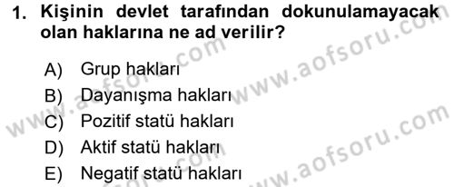 İnsan Hakları ve Demokratikleşme Süreci Dersi 2016 - 2017 Yılı (Final) Dönem Sonu Sınav Soruları 1. Soru