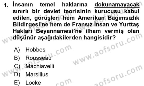 İnsan Hakları ve Demokratikleşme Süreci Dersi 2017 - 2018 Yılı 3 Ders Sınav Soruları 1. Soru