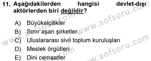 İnsan Hakları ve Demokratikleşme Süreci Dersi 2017 - 2018 Yılı 3 Ders Sınav Soruları 11. Soru