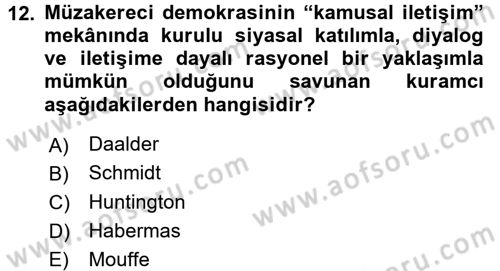 İnsan Hakları ve Demokratikleşme Süreci Dersi 2017 - 2018 Yılı 3 Ders Sınav Soruları 12. Soru