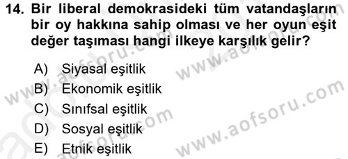 İnsan Hakları ve Demokratikleşme Süreci Dersi 2017 - 2018 Yılı 3 Ders Sınav Soruları 14. Soru