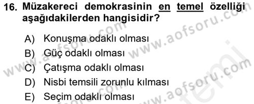 İnsan Hakları ve Demokratikleşme Süreci Dersi 2017 - 2018 Yılı 3 Ders Sınav Soruları 16. Soru