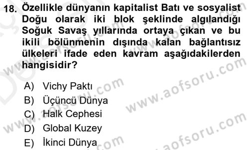İnsan Hakları ve Demokratikleşme Süreci Dersi 2017 - 2018 Yılı 3 Ders Sınav Soruları 18. Soru