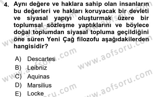 İnsan Hakları ve Demokratikleşme Süreci Dersi 2017 - 2018 Yılı (Vize) Ara Sınav Soruları 4. Soru
