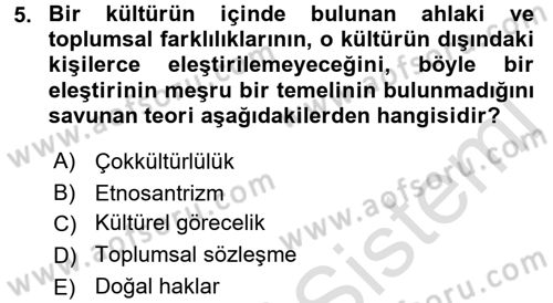 İnsan Hakları ve Demokratikleşme Süreci Dersi 2017 - 2018 Yılı (Vize) Ara Sınav Soruları 5. Soru