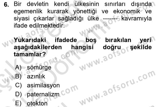 İnsan Hakları ve Demokratikleşme Süreci Dersi 2017 - 2018 Yılı (Vize) Ara Sınav Soruları 6. Soru
