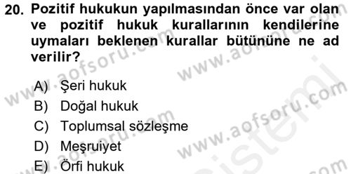 İnsan Hakları ve Demokratikleşme Süreci Dersi 2017 - 2018 Yılı (Final) Dönem Sonu Sınav Soruları 20. Soru