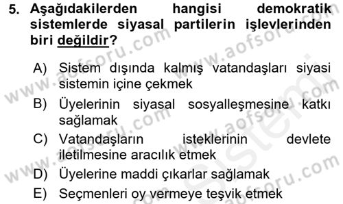 İnsan Hakları ve Demokratikleşme Süreci Dersi 2017 - 2018 Yılı (Final) Dönem Sonu Sınav Soruları 5. Soru