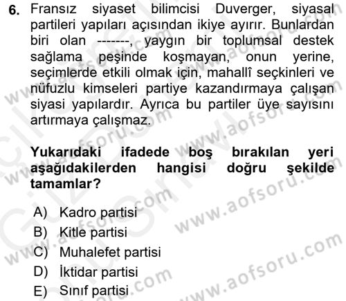 İnsan Hakları ve Demokratikleşme Süreci Dersi 2017 - 2018 Yılı (Final) Dönem Sonu Sınav Soruları 6. Soru