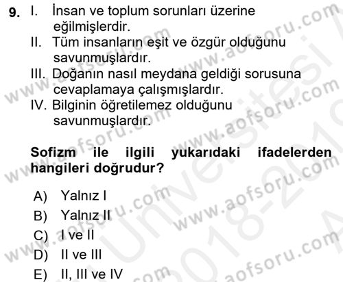 İnsan Hakları ve Demokratikleşme Süreci Dersi Ara Sınavı Deneme Sınav Soruları 9. Soru