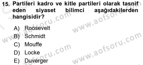İnsan Hakları ve Demokratikleşme Süreci Dersi 2018 - 2019 Yılı (Final) Dönem Sonu Sınav Soruları 15. Soru