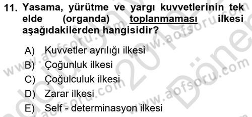 İnsan Hakları ve Demokratikleşme Süreci Dersi 2019 - 2020 Yılı (Final) Dönem Sonu Sınav Soruları 11. Soru