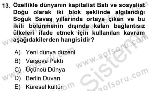 İnsan Hakları ve Demokratikleşme Süreci Dersi 2019 - 2020 Yılı (Final) Dönem Sonu Sınav Soruları 13. Soru