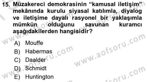İnsan Hakları ve Demokratikleşme Süreci Dersi 2019 - 2020 Yılı (Final) Dönem Sonu Sınav Soruları 15. Soru