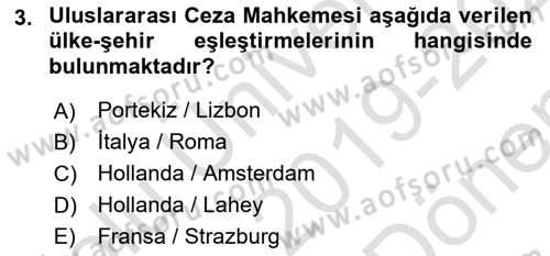İnsan Hakları ve Demokratikleşme Süreci Dersi 2019 - 2020 Yılı (Final) Dönem Sonu Sınav Soruları 3. Soru