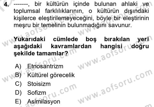 İnsan Hakları ve Demokratikleşme Süreci Dersi 2019 - 2020 Yılı (Final) Dönem Sonu Sınav Soruları 4. Soru