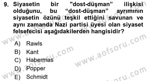 İnsan Hakları ve Demokratikleşme Süreci Dersi 2019 - 2020 Yılı (Final) Dönem Sonu Sınav Soruları 9. Soru