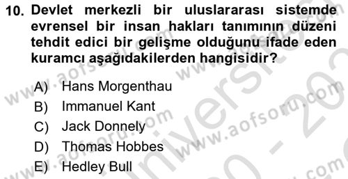 İnsan Hakları ve Demokratikleşme Süreci Dersi 2020 - 2021 Yılı Yaz Okulu Sınav Soruları 10. Soru