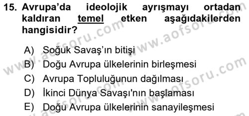 İnsan Hakları ve Demokratikleşme Süreci Dersi 2020 - 2021 Yılı Yaz Okulu Sınav Soruları 15. Soru