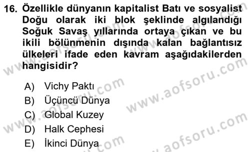 İnsan Hakları ve Demokratikleşme Süreci Dersi 2020 - 2021 Yılı Yaz Okulu Sınav Soruları 16. Soru