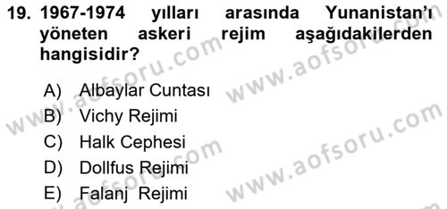 İnsan Hakları ve Demokratikleşme Süreci Dersi 2020 - 2021 Yılı Yaz Okulu Sınav Soruları 19. Soru