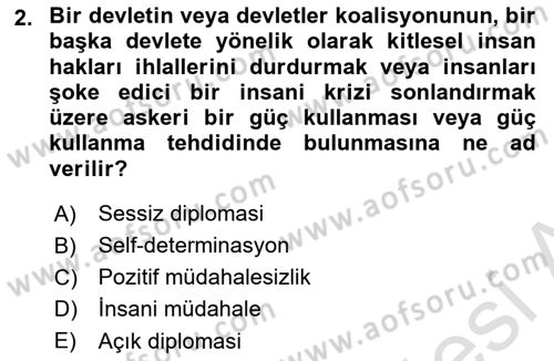 İnsan Hakları ve Demokratikleşme Süreci Dersi 2020 - 2021 Yılı Yaz Okulu Sınav Soruları 2. Soru