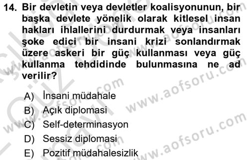 İnsan Hakları ve Demokratikleşme Süreci Dersi 2021 - 2022 Yılı (Vize) Ara Sınav Soruları 14. Soru