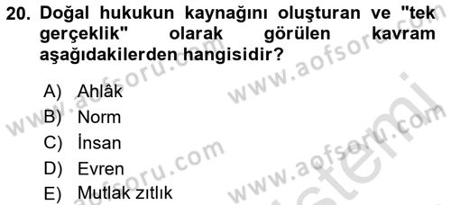 İnsan Hakları ve Demokratikleşme Süreci Dersi 2021 - 2022 Yılı (Vize) Ara Sınav Soruları 20. Soru
