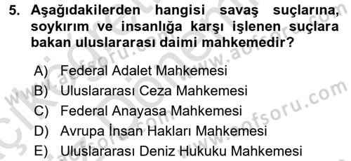 İnsan Hakları ve Demokratikleşme Süreci Dersi 2021 - 2022 Yılı (Vize) Ara Sınav Soruları 5. Soru