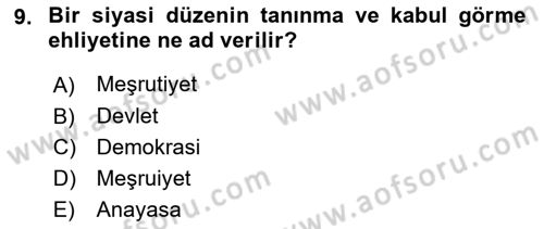 İnsan Hakları ve Demokratikleşme Süreci Dersi 2021 - 2022 Yılı (Vize) Ara Sınav Soruları 9. Soru
