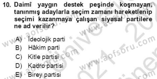 İnsan Hakları ve Demokratikleşme Süreci Dersi 2021 - 2022 Yılı (Final) Dönem Sonu Sınav Soruları 10. Soru