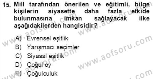 İnsan Hakları ve Demokratikleşme Süreci Dersi 2021 - 2022 Yılı (Final) Dönem Sonu Sınav Soruları 15. Soru