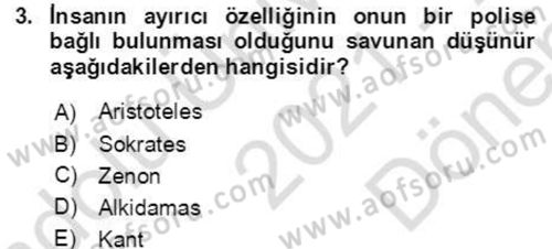 İnsan Hakları ve Demokratikleşme Süreci Dersi 2021 - 2022 Yılı (Final) Dönem Sonu Sınav Soruları 3. Soru