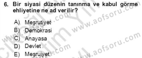 İnsan Hakları ve Demokratikleşme Süreci Dersi 2021 - 2022 Yılı Yaz Okulu Sınav Soruları 6. Soru