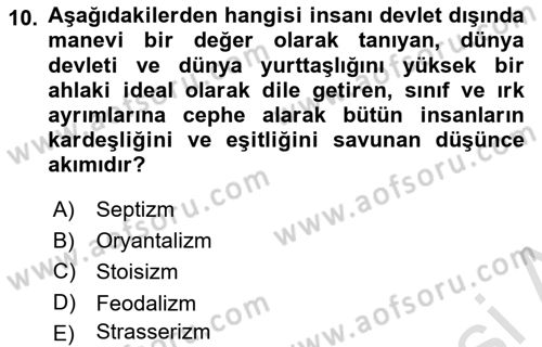 İnsan Hakları ve Demokratikleşme Süreci Dersi 2022 - 2023 Yılı (Vize) Ara Sınav Soruları 10. Soru