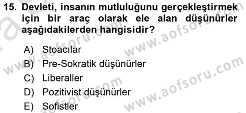 İnsan Hakları ve Demokratikleşme Süreci Dersi Ara Sınavı Deneme Sınav Soruları 15. Soru