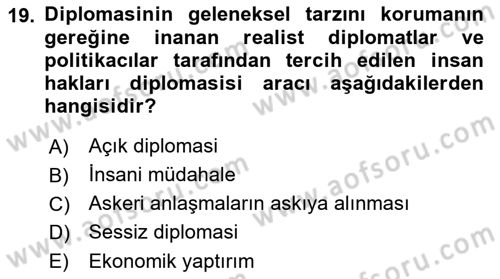 İnsan Hakları ve Demokratikleşme Süreci Dersi Ara Sınavı Deneme Sınav Soruları 19. Soru