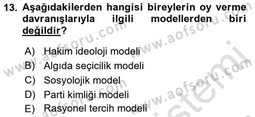 İnsan Hakları ve Demokratikleşme Süreci Dersi 2022 - 2023 Yılı (Final) Dönem Sonu Sınav Soruları 13. Soru