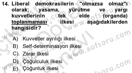 İnsan Hakları ve Demokratikleşme Süreci Dersi 2022 - 2023 Yılı (Final) Dönem Sonu Sınav Soruları 14. Soru