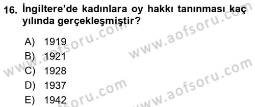 İnsan Hakları ve Demokratikleşme Süreci Dersi 2022 - 2023 Yılı (Final) Dönem Sonu Sınav Soruları 16. Soru