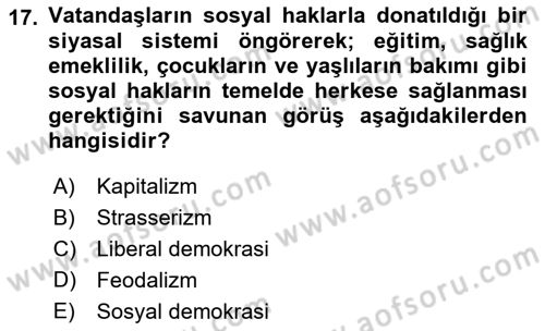 İnsan Hakları ve Demokratikleşme Süreci Dersi 2022 - 2023 Yılı (Final) Dönem Sonu Sınav Soruları 17. Soru