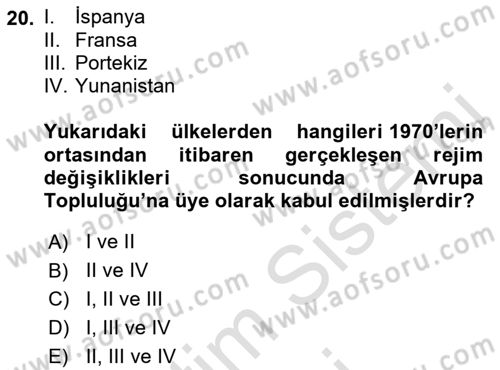 İnsan Hakları ve Demokratikleşme Süreci Dersi 2022 - 2023 Yılı (Final) Dönem Sonu Sınav Soruları 20. Soru
