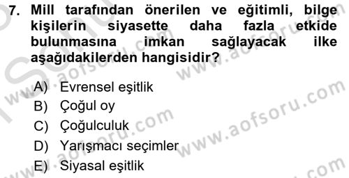İnsan Hakları ve Demokratikleşme Süreci Dersi 2022 - 2023 Yılı (Final) Dönem Sonu Sınav Soruları 7. Soru
