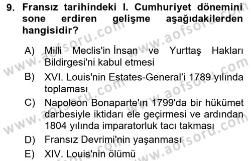 İnsan Hakları ve Demokratikleşme Süreci Dersi 2022 - 2023 Yılı (Final) Dönem Sonu Sınav Soruları 9. Soru