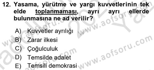 İnsan Hakları ve Demokratikleşme Süreci Dersi 2022 - 2023 Yılı Yaz Okulu Sınav Soruları 12. Soru