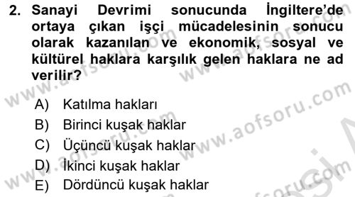 İnsan Hakları ve Demokratikleşme Süreci Dersi 2022 - 2023 Yılı Yaz Okulu Sınav Soruları 2. Soru