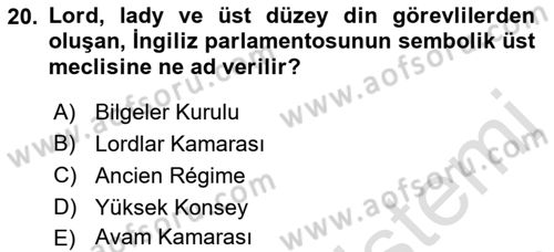 İnsan Hakları ve Demokratikleşme Süreci Dersi 2022 - 2023 Yılı Yaz Okulu Sınav Soruları 20. Soru