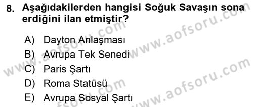 İnsan Hakları ve Demokratikleşme Süreci Dersi 2022 - 2023 Yılı Yaz Okulu Sınav Soruları 8. Soru